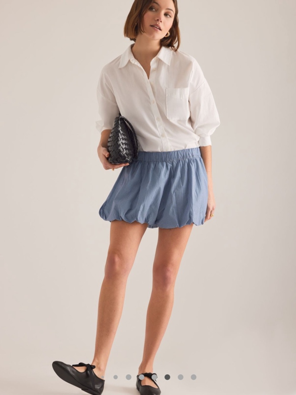 NWT Anthropologie Maeve Blue Gingham Bubble Hem Shorts S
